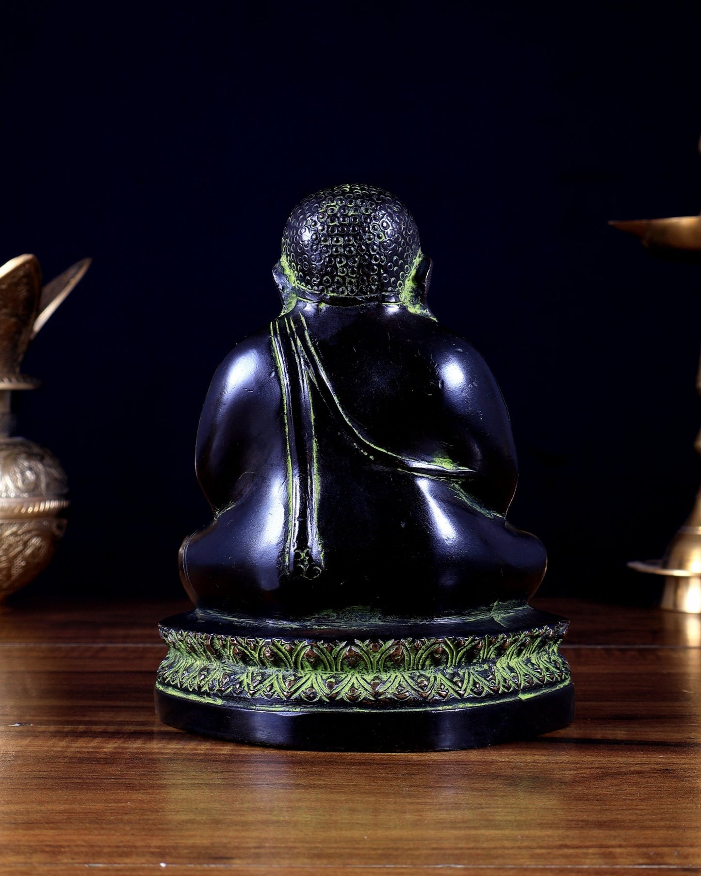 Pure Brass Phra Sangkachai Statue – Black & Green - Budhshiv.com