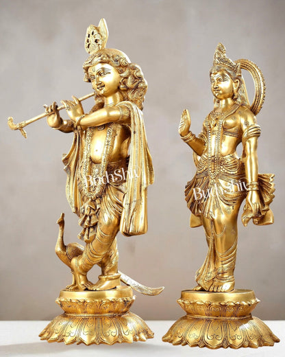 Pure Brass Radha Krishna idols 27 inch - Budhshiv.com
