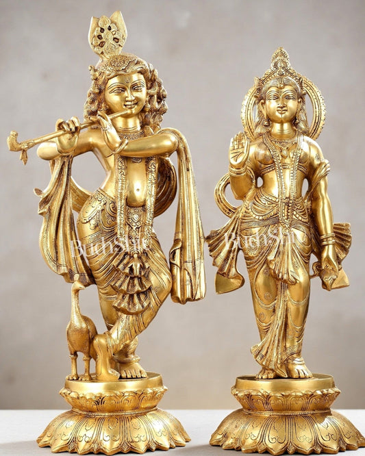 Pure Brass Radha Krishna idols 27 inch - Budhshiv.com