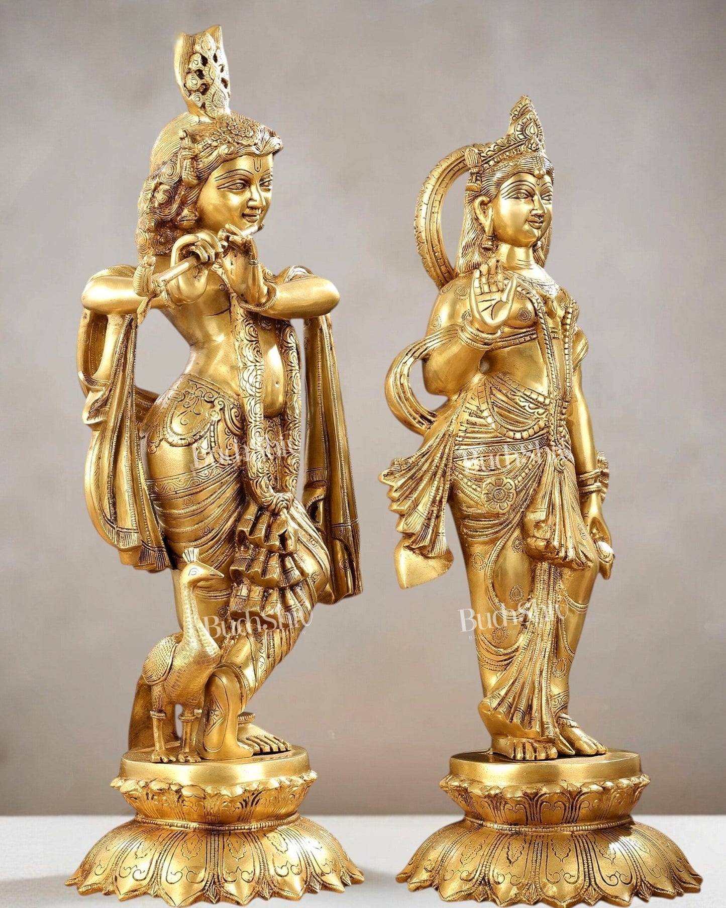 Pure Brass Radha Krishna idols 27 inch - Budhshiv.com