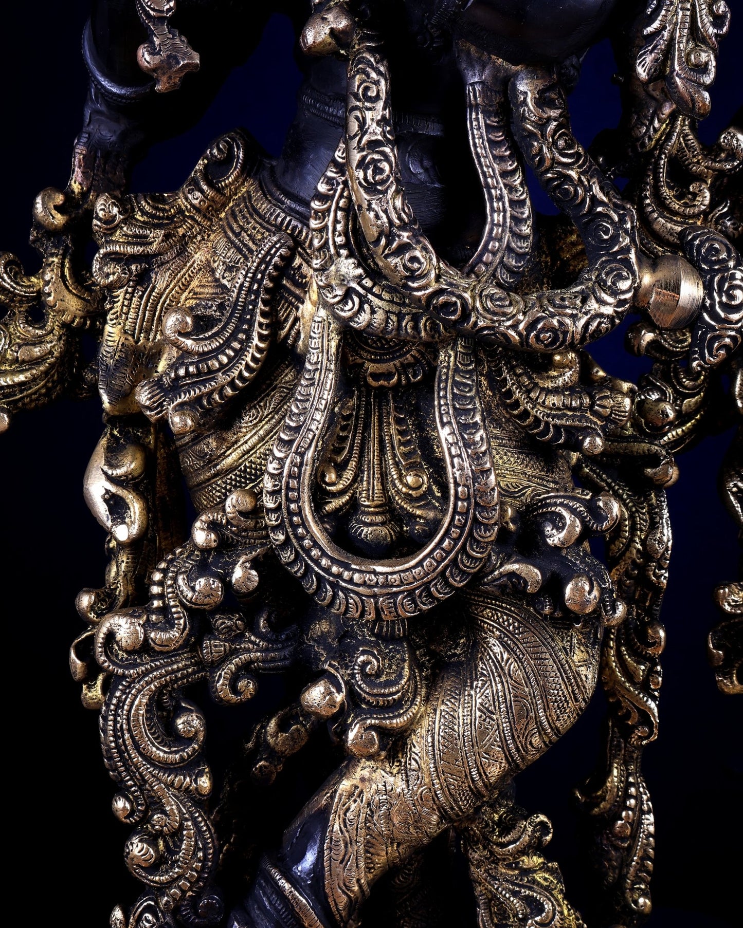 Pure Brass Radha Krishna Sculpture | 29" Black Edition, 40 kg - Budhshiv.com