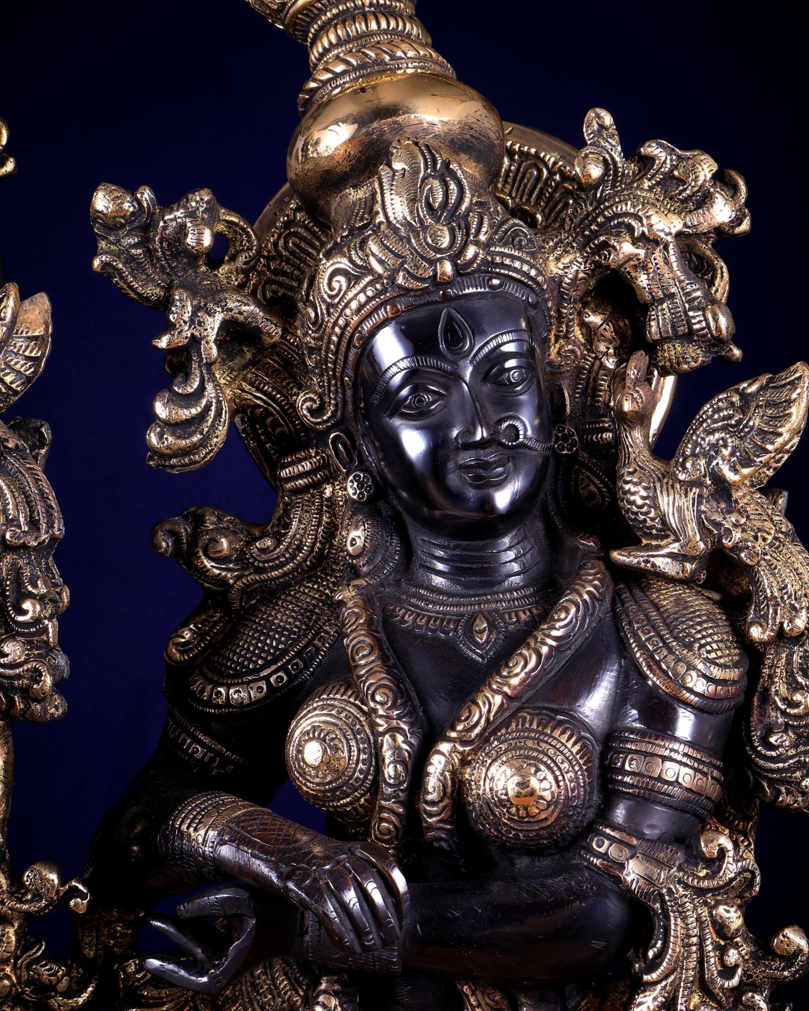 Pure Brass Radha Krishna Sculpture | 29" Black Edition, 40 kg - Budhshiv.com