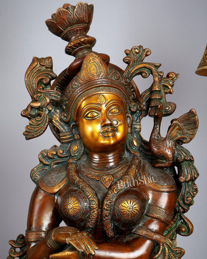 Pure Brass Radha Krishna Sculptures – Chola Style (Large Pair) 36" - Budhshiv.com