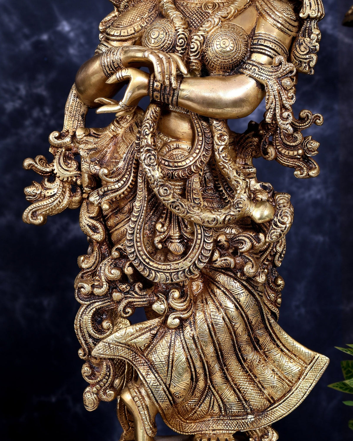 Pure Brass Radha Krishna Statue antique 30 inch idols enhanced carvings - Budhshiv.com