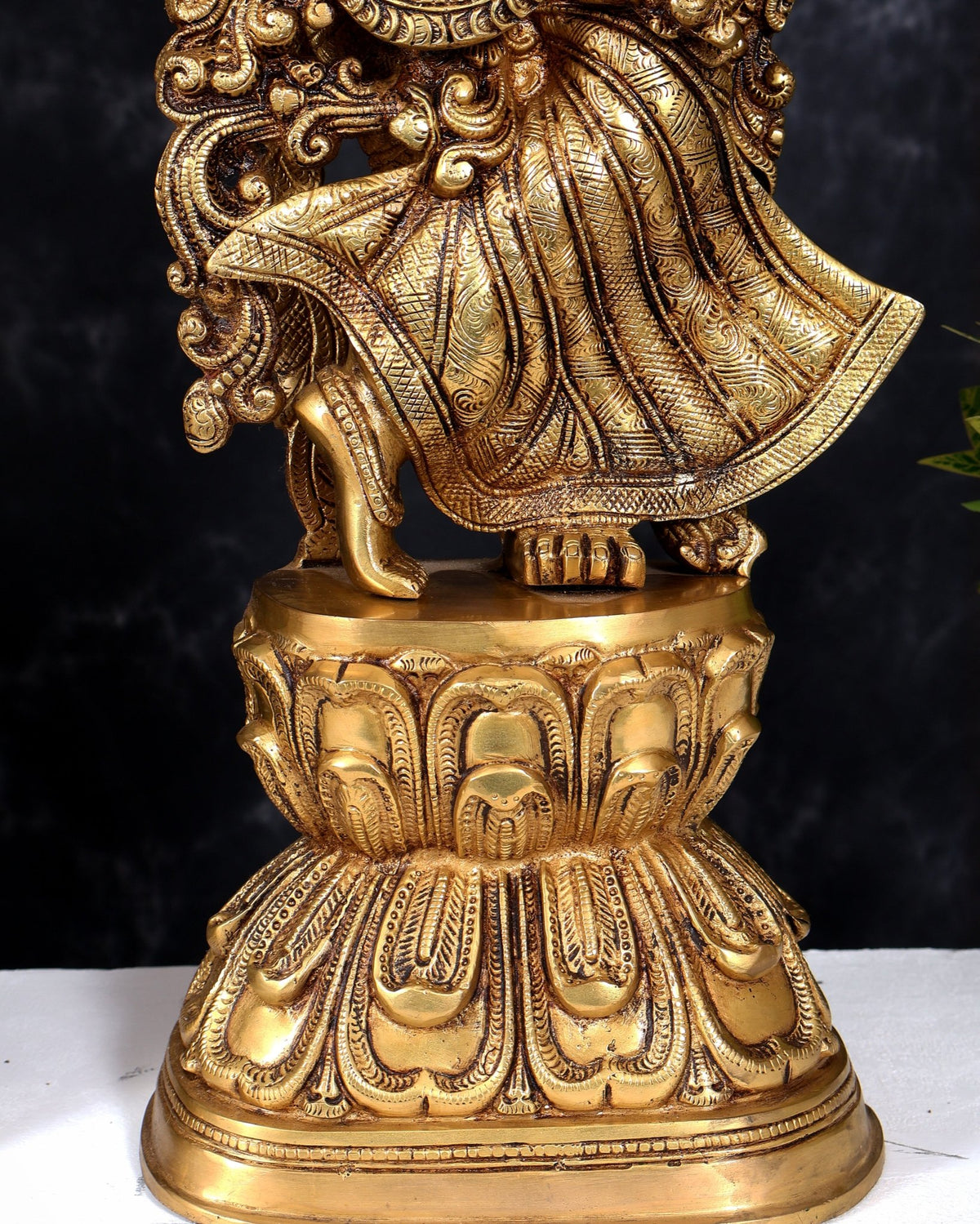 Pure Brass Radha Krishna Statue antique 30 inch idols enhanced carvings - Budhshiv.com