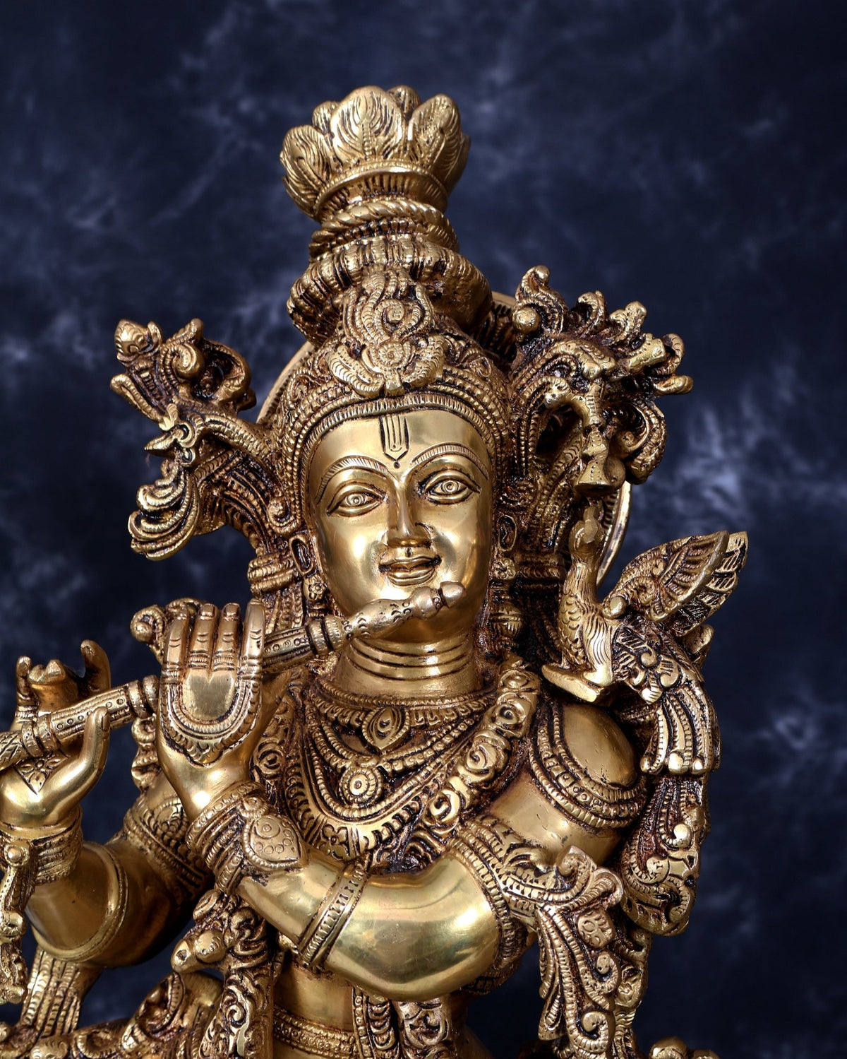 Pure Brass Radha Krishna Statue antique 30 inch idols enhanced carvings - Budhshiv.com