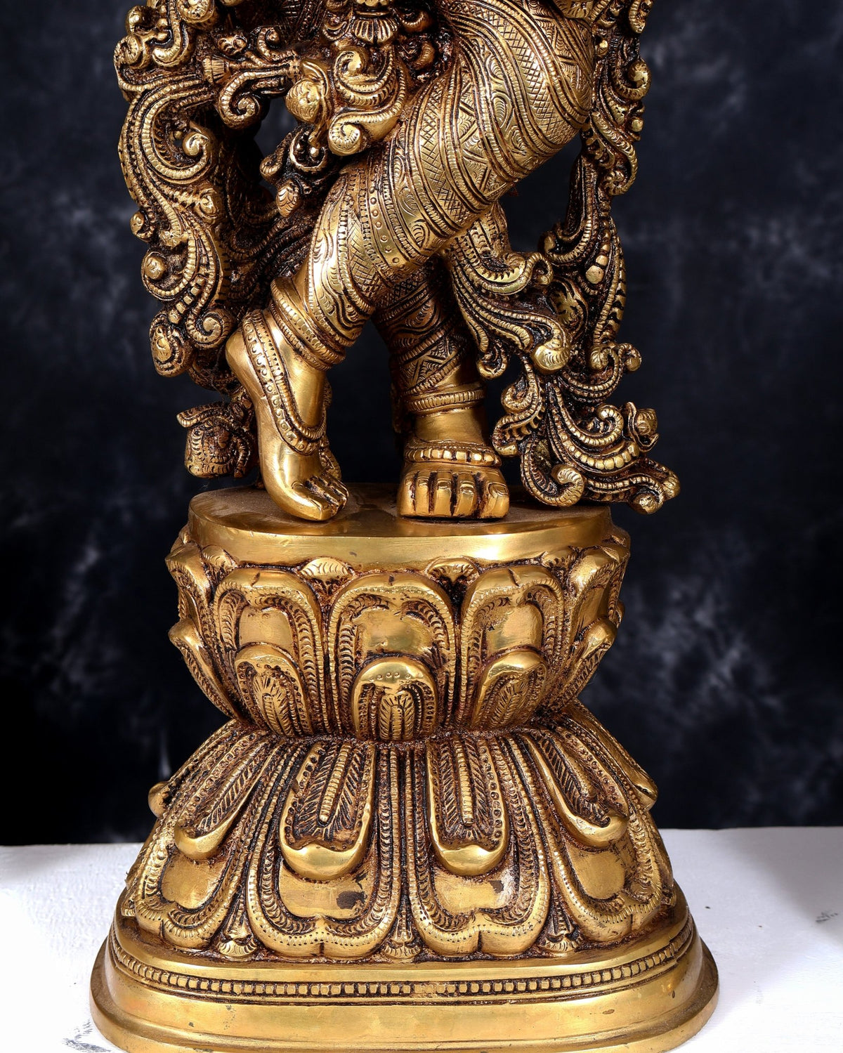 Pure Brass Radha Krishna Statue antique 30 inch idols enhanced carvings - Budhshiv.com