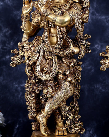 Pure Brass Radha Krishna Statue antique 30 inch idols enhanced carvings - Budhshiv.com