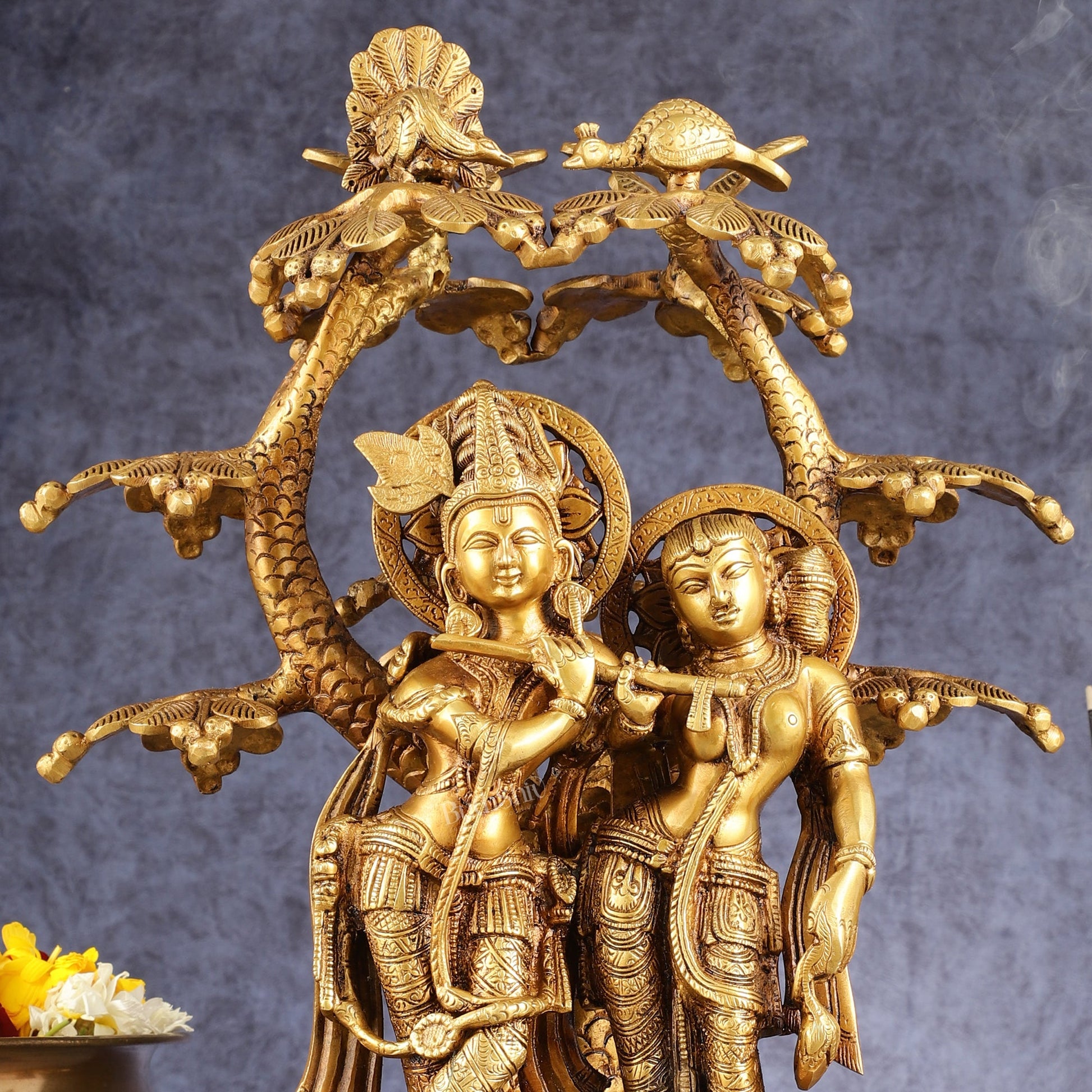Pure Brass Radha krishna under tree idol 17 inch - Budhshiv.com