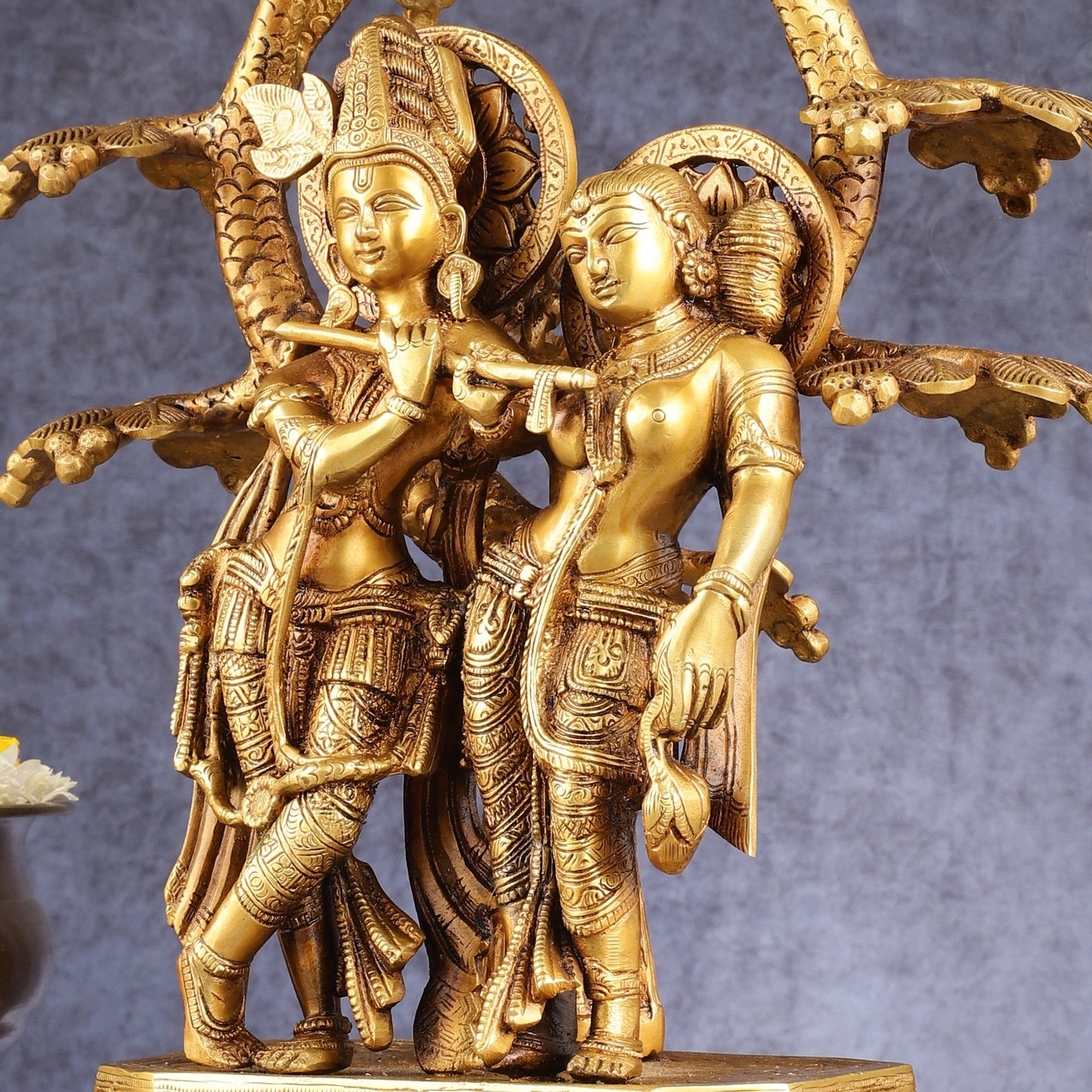 Pure Brass Radha krishna under tree idol 17 inch - Budhshiv.com