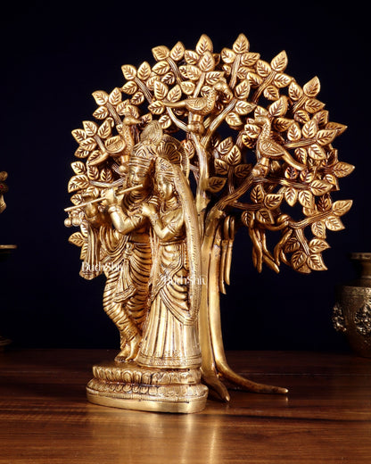 Pure Brass Radha Krishna with Kalpavriksha Tree Combo 12 inch - Budhshiv.com