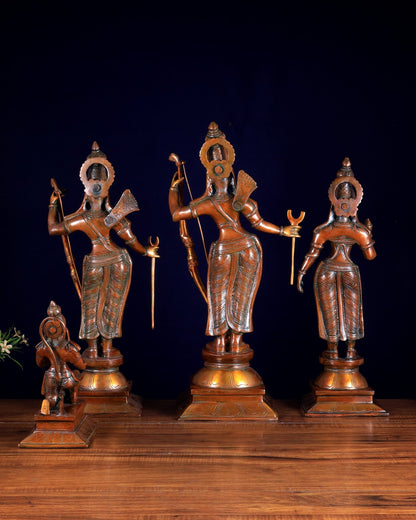 Pure Brass Ram Darbar – Double Chola Tone | Ram, Sita, Lakshman & Hanuman Idol Set 21 inch - Budhshiv.com