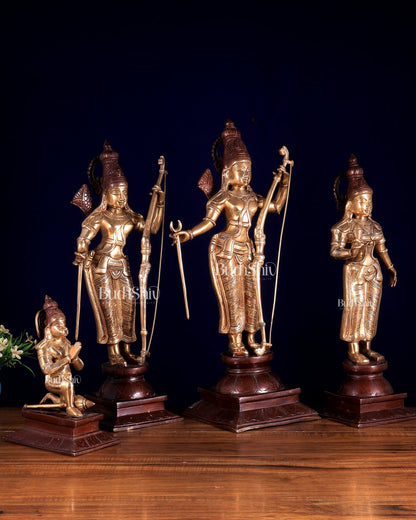 Pure Brass Ram Darbar – Dual Tone | Ram, Sita, Lakshman & Hanuman Idol Set 21 inch - Budhshiv.com