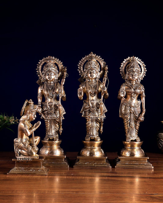 Pure Brass Ram Darbar Idol Set | Bleeding Brass Finish 13.5 inch - Budhshiv.com