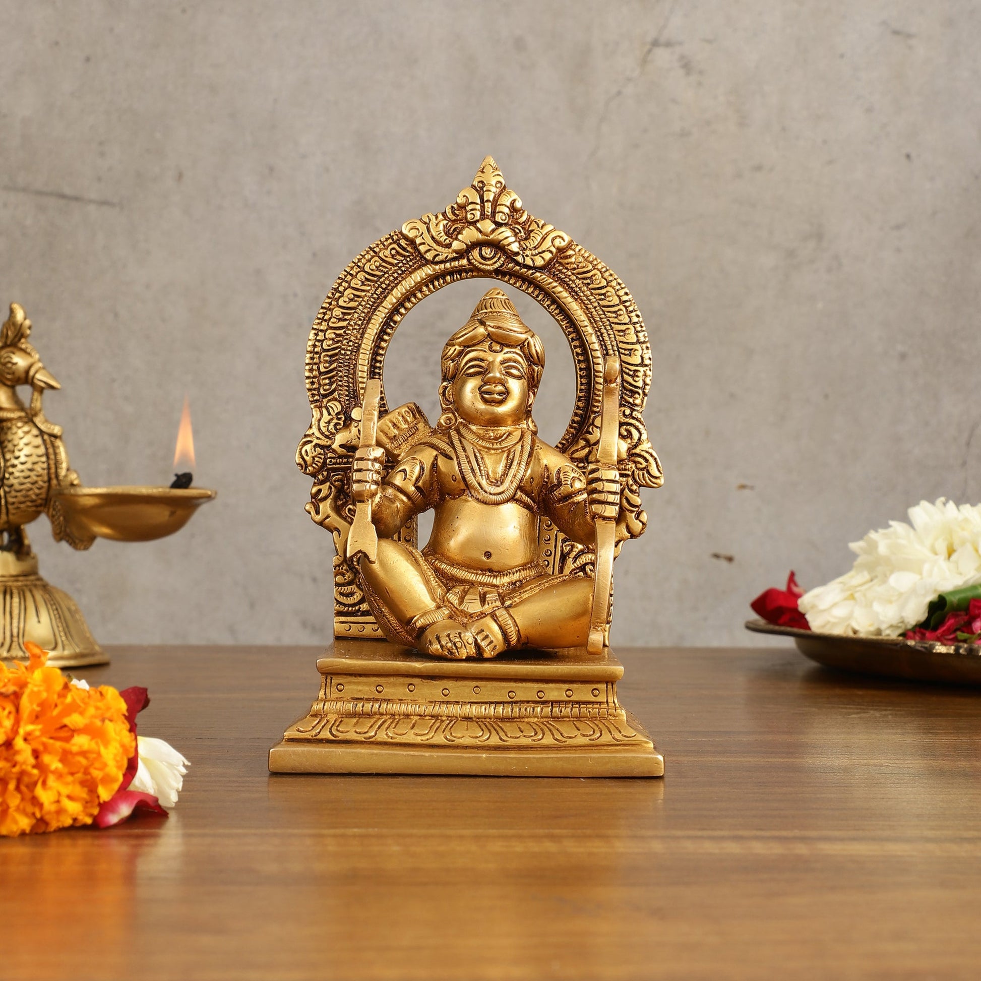 Pure Brass Ram Lalla Idol - 6.5 Inch | Exquisite Hindu God Statue - Budhshiv.com