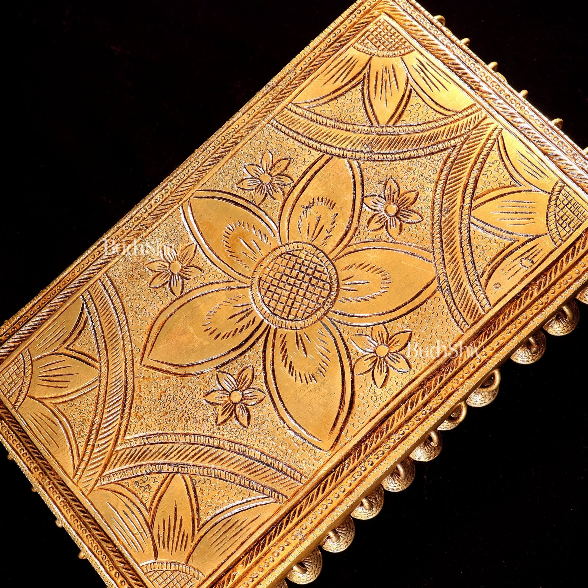 Pure Brass rectangular Chowki for God Idols 10.5 inch - Budhshiv.com