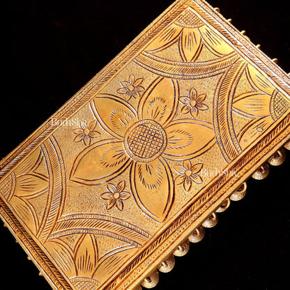 Pure Brass rectangular Chowki for God Idols 10.5 inch - Budhshiv.com