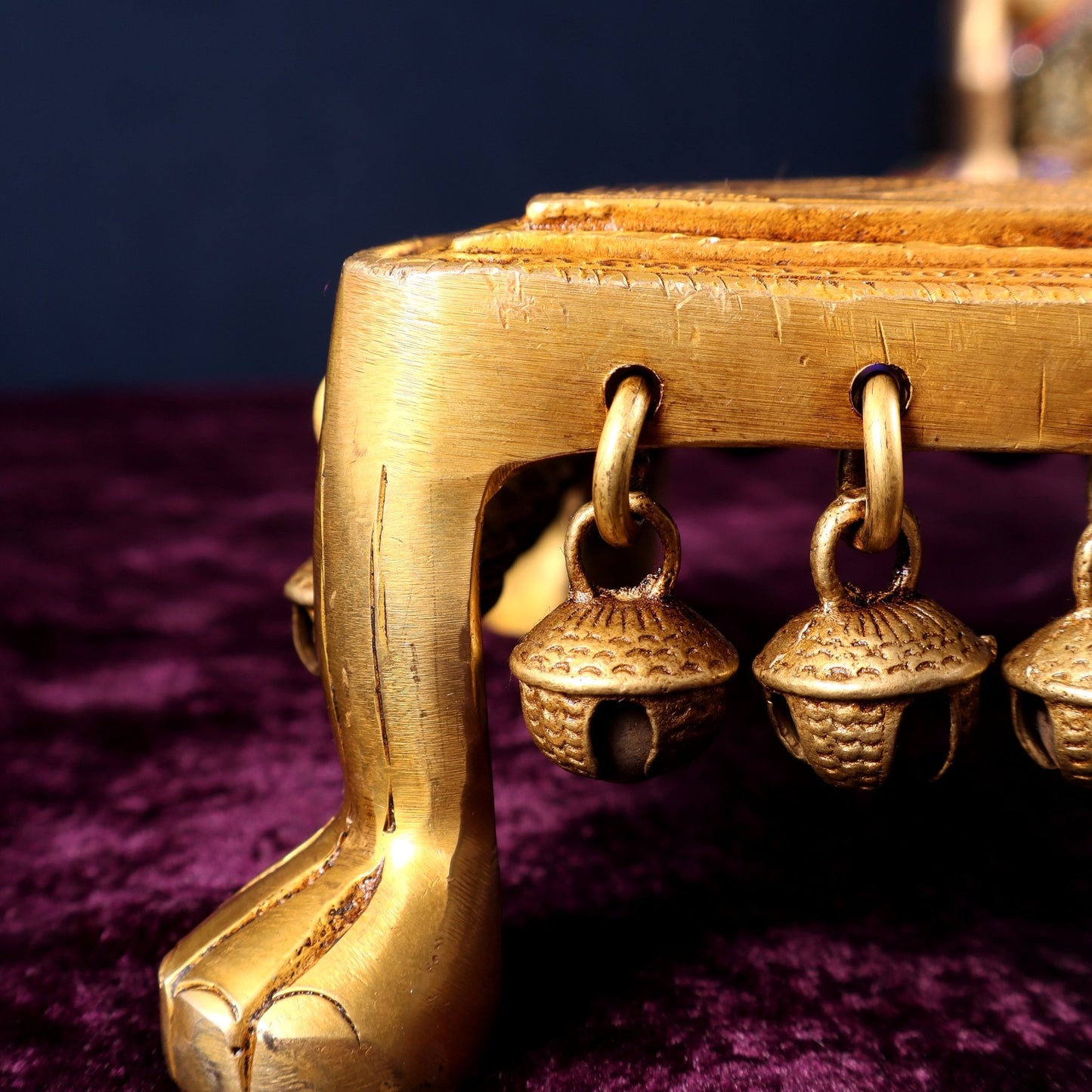 Pure Brass rectangular Chowki for God Idols 10.5 inch - Budhshiv.com