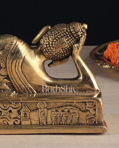 Pure Brass Resting Buddha Statue 12" - Budhshiv.com