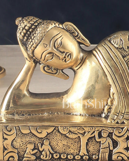 Pure Brass Resting Buddha Statue 12" - Budhshiv.com