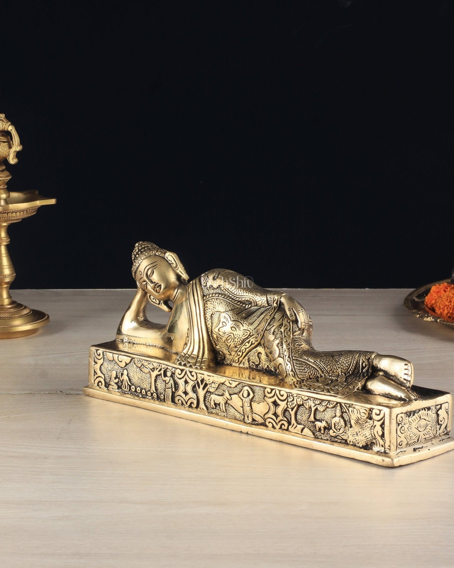 Pure Brass Resting Buddha Statue 12" - Budhshiv.com