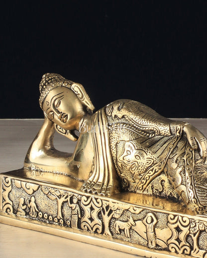 Pure Brass Resting Buddha Statue 12" - Budhshiv.com