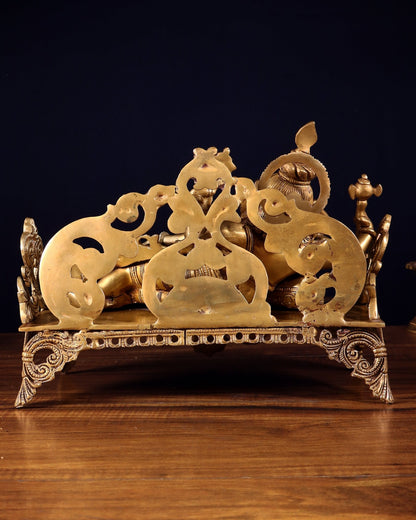 Pure Brass Resting Ganesha Statue 14" - Budhshiv.com