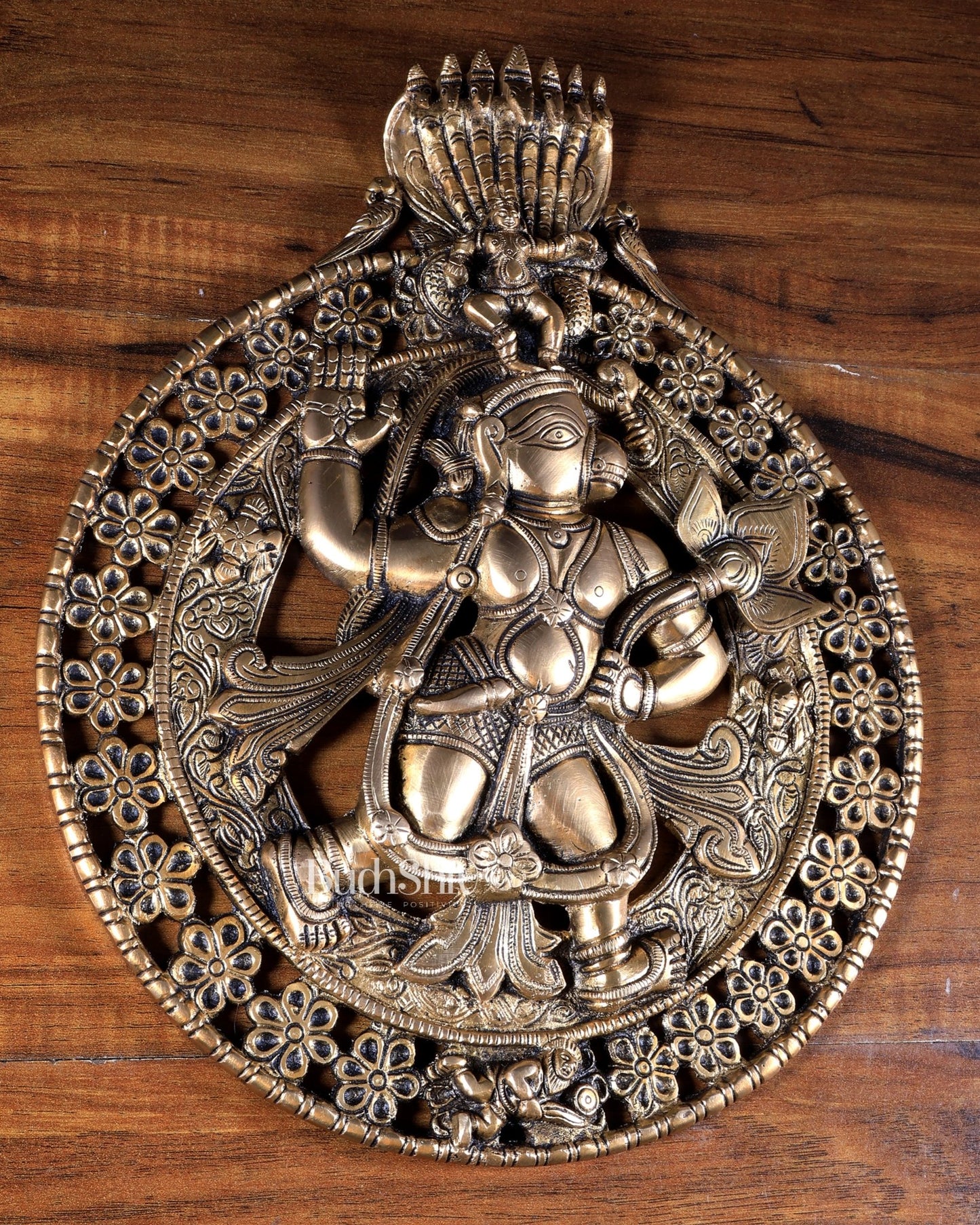 Pure Brass Sanjeevani Hanuman Wall Hanging | Vastu Protection | 11.6 Inch - Budhshiv.com
