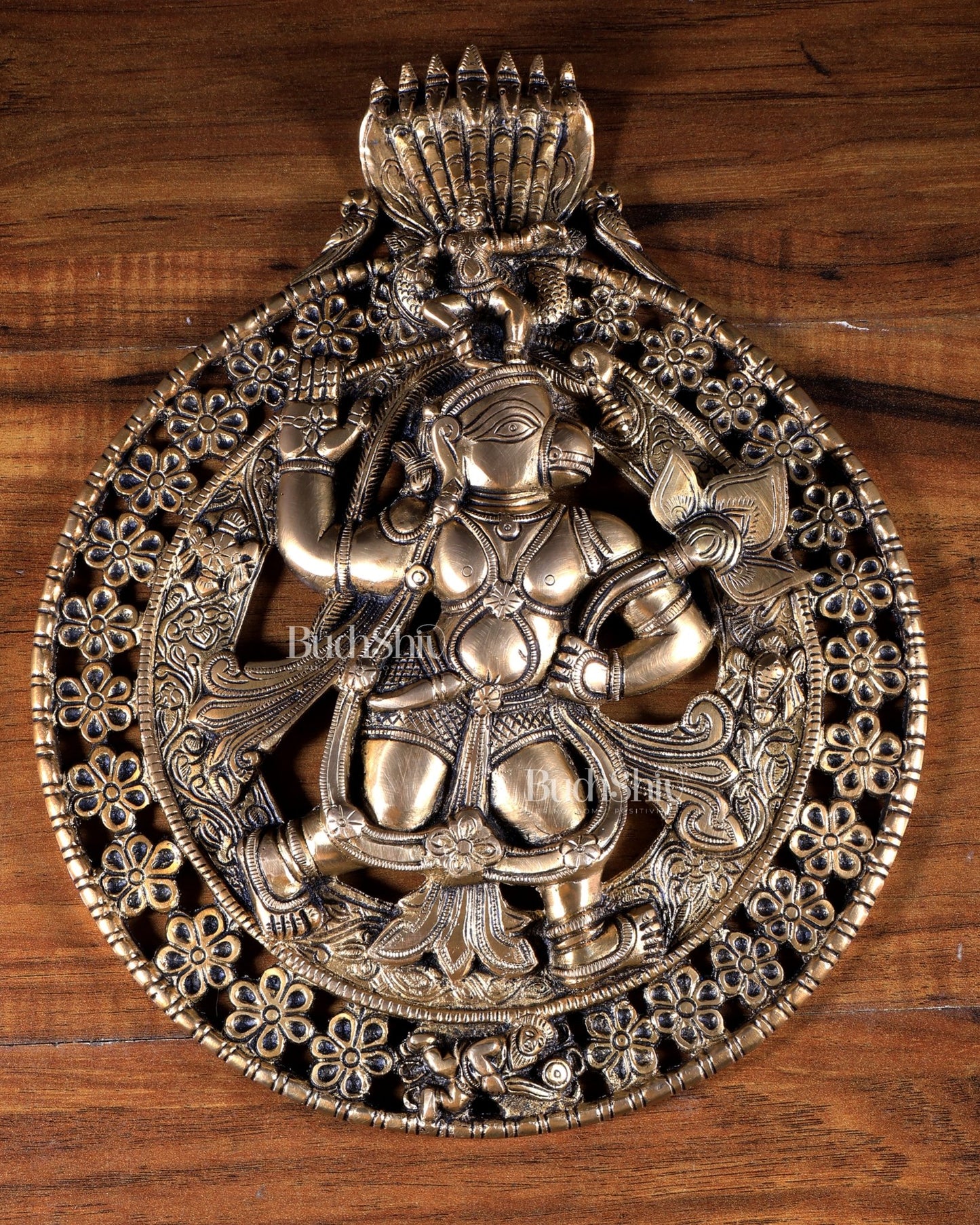 Pure Brass Sanjeevani Hanuman Wall Hanging | Vastu Protection | 11.6 Inch - Budhshiv.com
