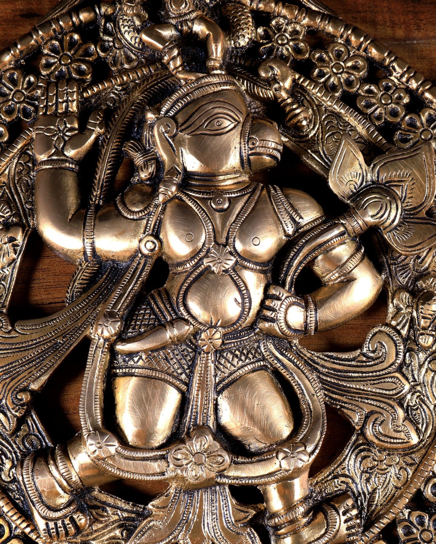 Pure Brass Sanjeevani Hanuman Wall Hanging | Vastu Protection | 11.6 Inch - Budhshiv.com