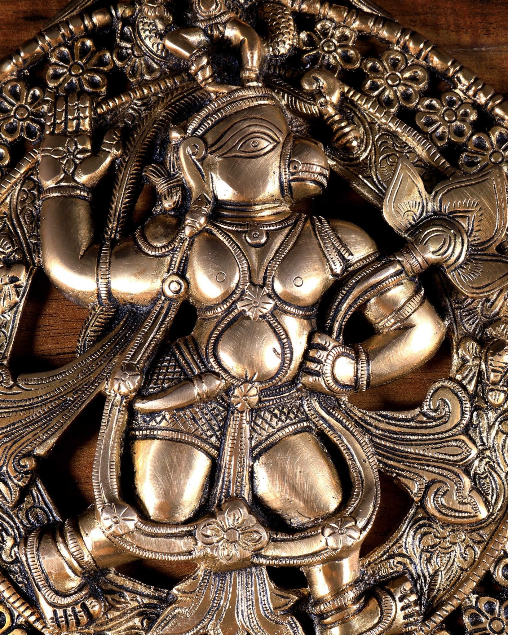 Pure Brass Sanjeevani Hanuman Wall Hanging | Vastu Protection | 11.6 Inch - Budhshiv.com