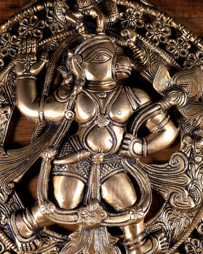 Pure Brass Sanjeevani Hanuman Wall Hanging | Vastu Protection | 11.6 Inch - Budhshiv.com