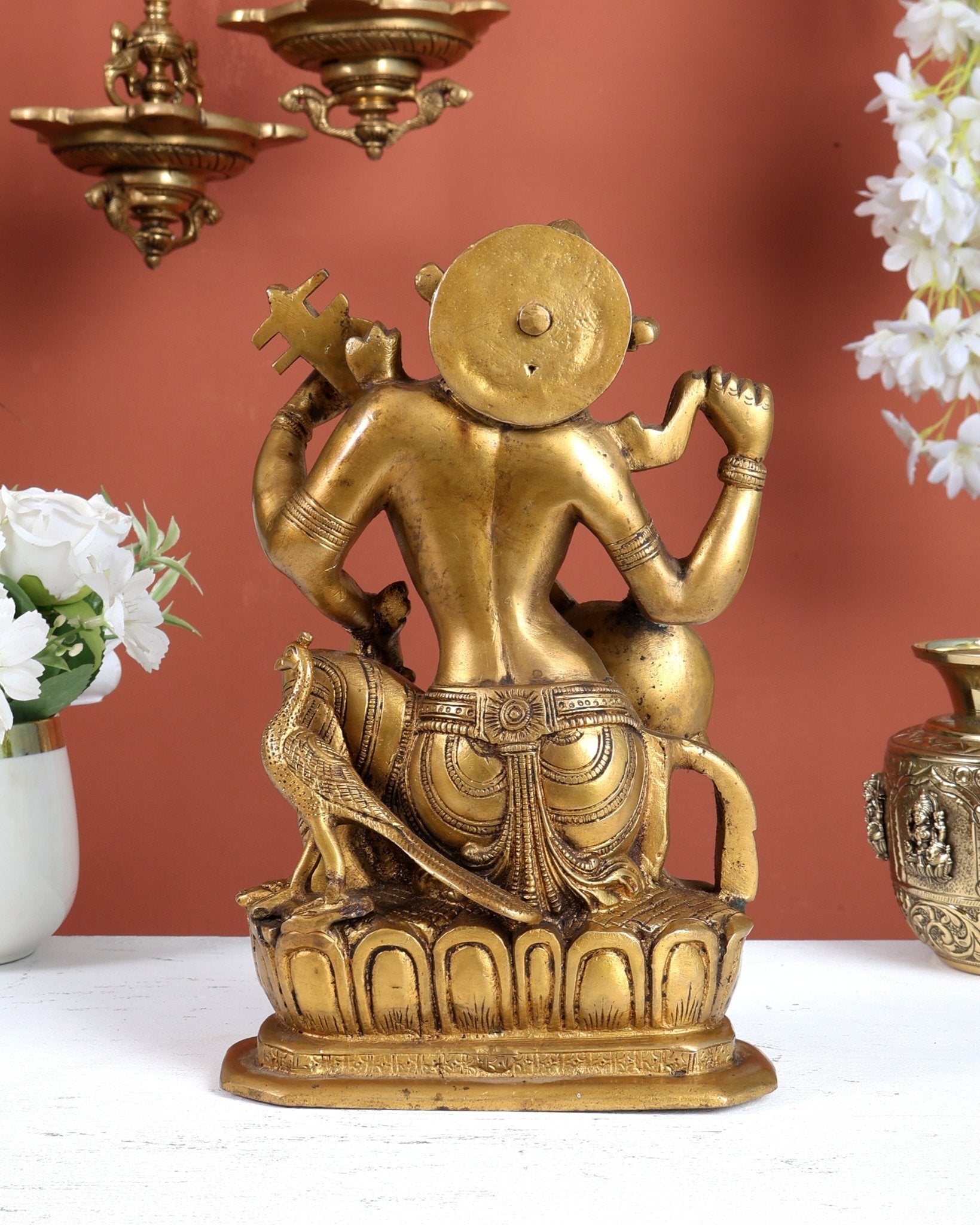 Pure Brass Saraswati Devi Murti - 9.5 Inch artistic brilliance - Budhshiv.com