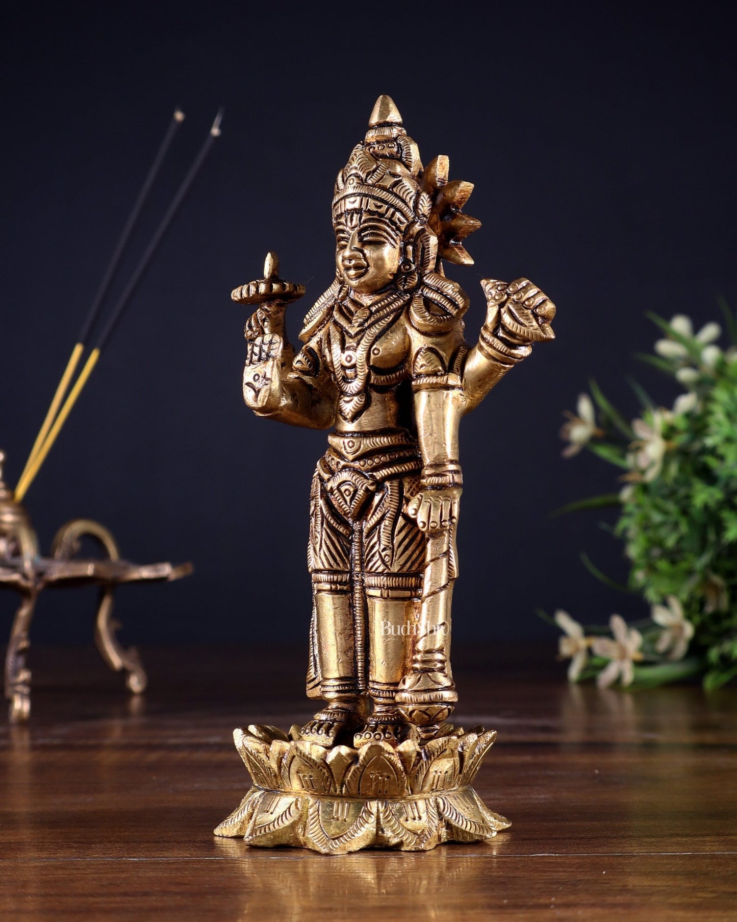 Pure Brass Satyanarayan Vishnu Idol - 6 inch - Budhshiv.com