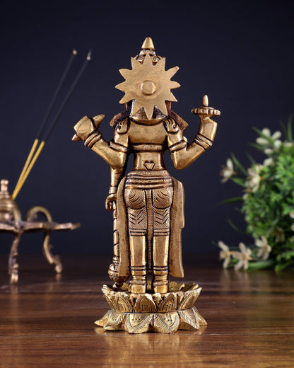 Pure Brass Satyanarayan Vishnu Idol - 6 inch - Budhshiv.com