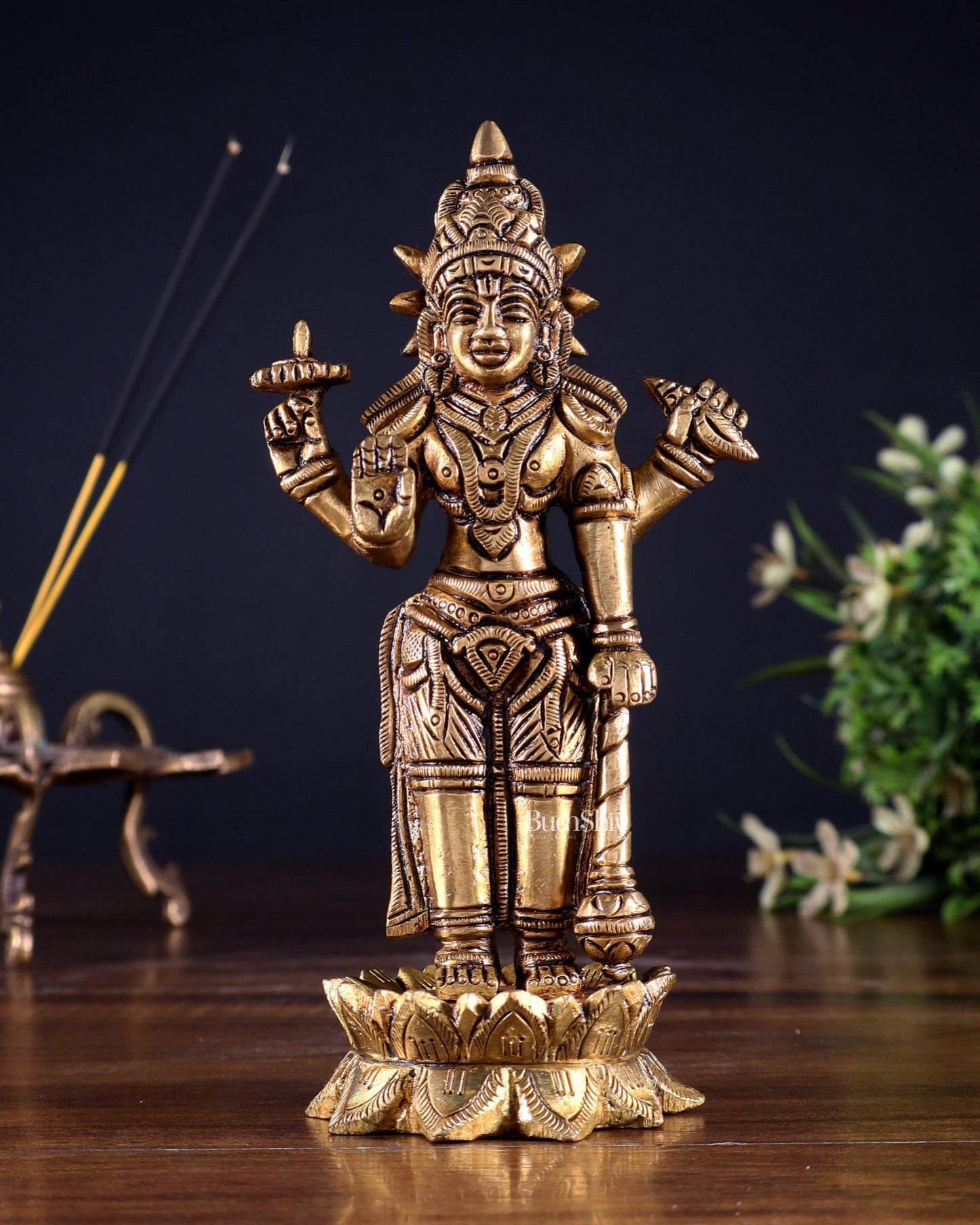 Pure Brass Satyanarayan Vishnu Idol - 6 inch - Budhshiv.com