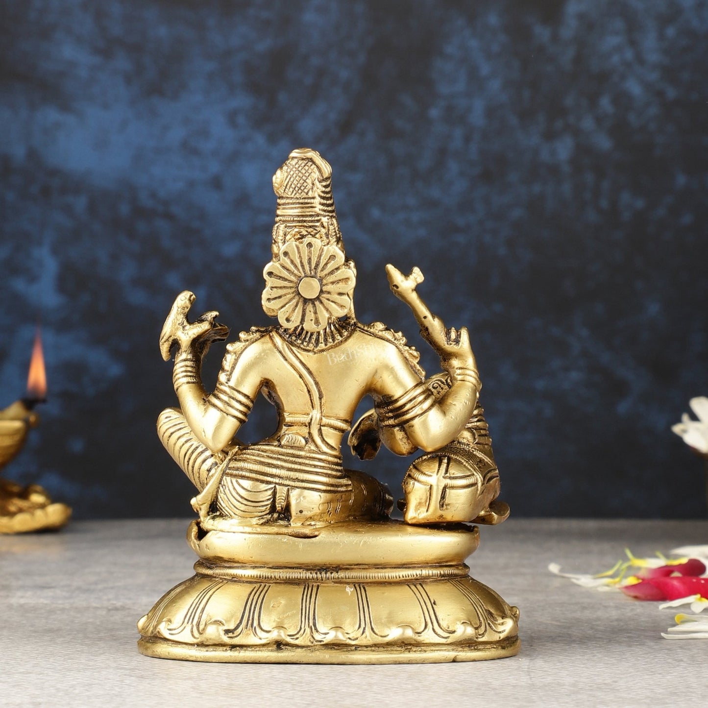 Pure Brass seated Ardhanarishwara with nandi idol 5" - Budhshiv.com