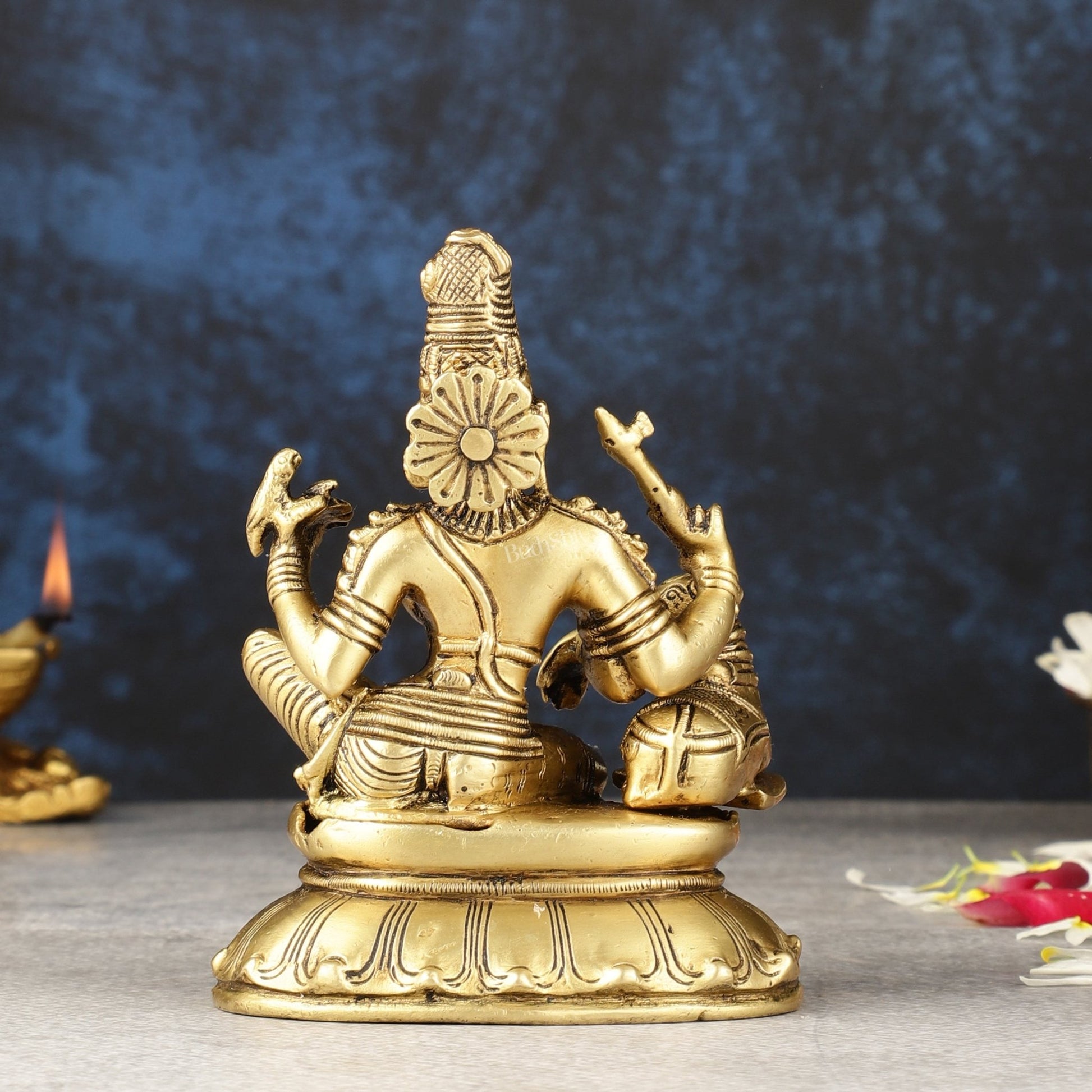 Pure Brass seated Ardhanarishwara with nandi idol 5" - Budhshiv.com
