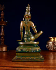 Pure Brass Seated Parvati Idol - 12" chola bronze tone - Budhshiv.com