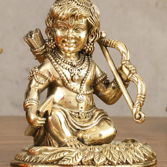 Pure Brass Seated Ram Lalla Superfine Idol - 5 in Height - Budhshiv.com