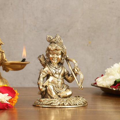Pure Brass Seated Ram Lalla Superfine Idol - 5 in Height - Budhshiv.com