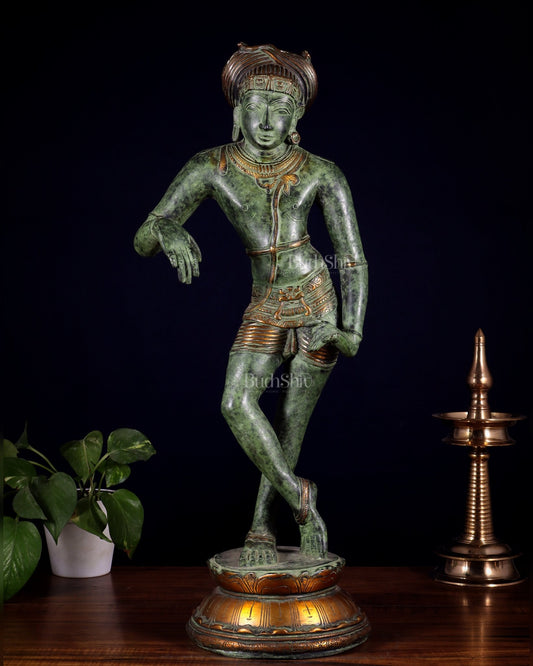Pure Brass Shiva as Vrishabhavahana Statue 22.5" Green patina tone - Budhshiv.com