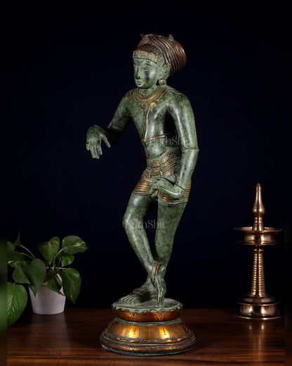Pure Brass Shiva as Vrishabhavahana Statue 22.5" Green patina tone - Budhshiv.com