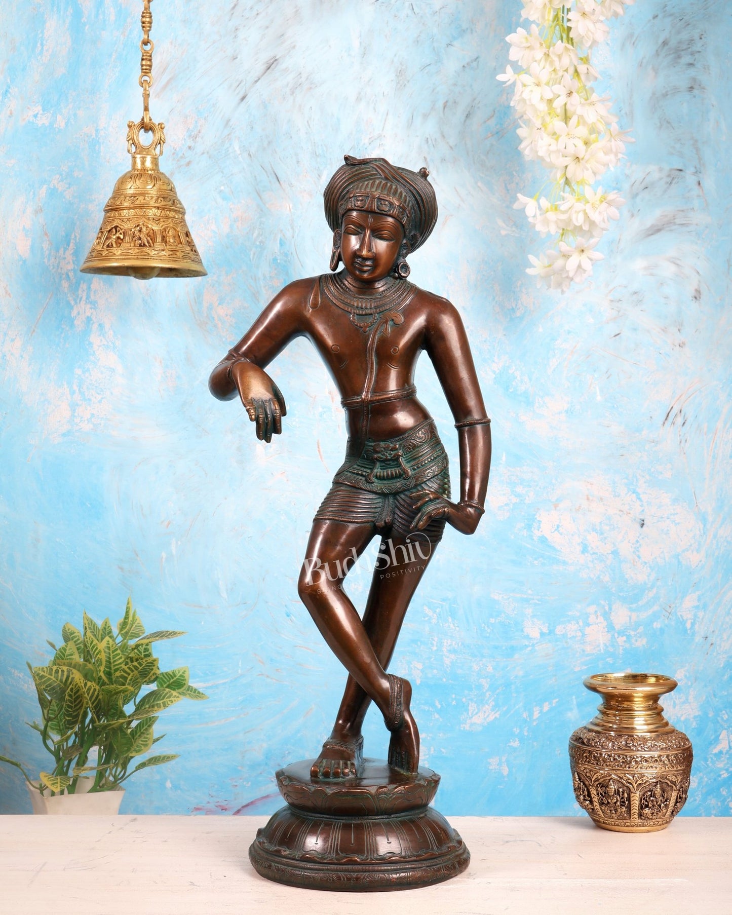 Pure Brass Shiva as Vrishabhavahana Statue 22.5" - Budhshiv.com