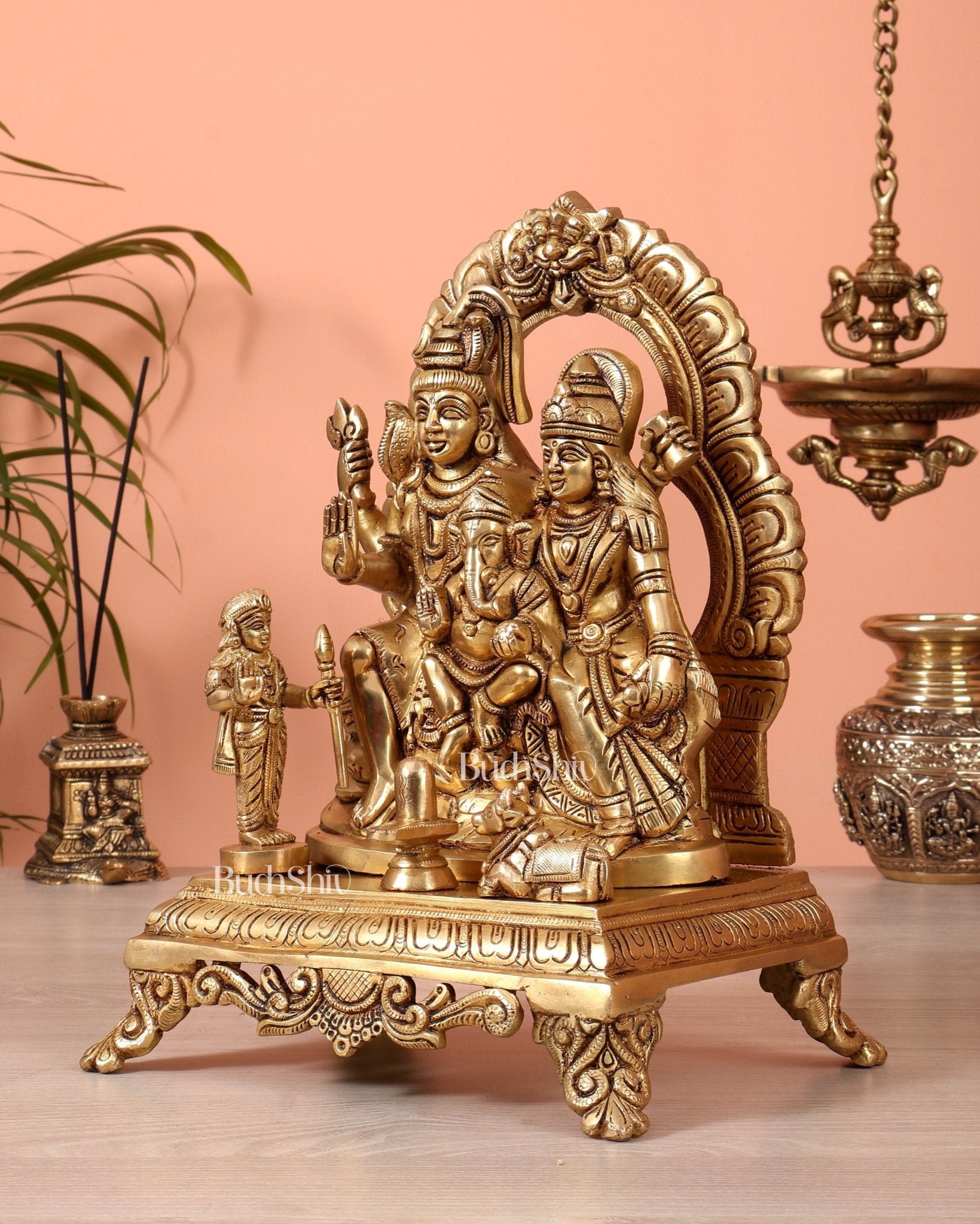 Pure Brass Shiva Parivar Statue 12 inch - Budhshiv.com