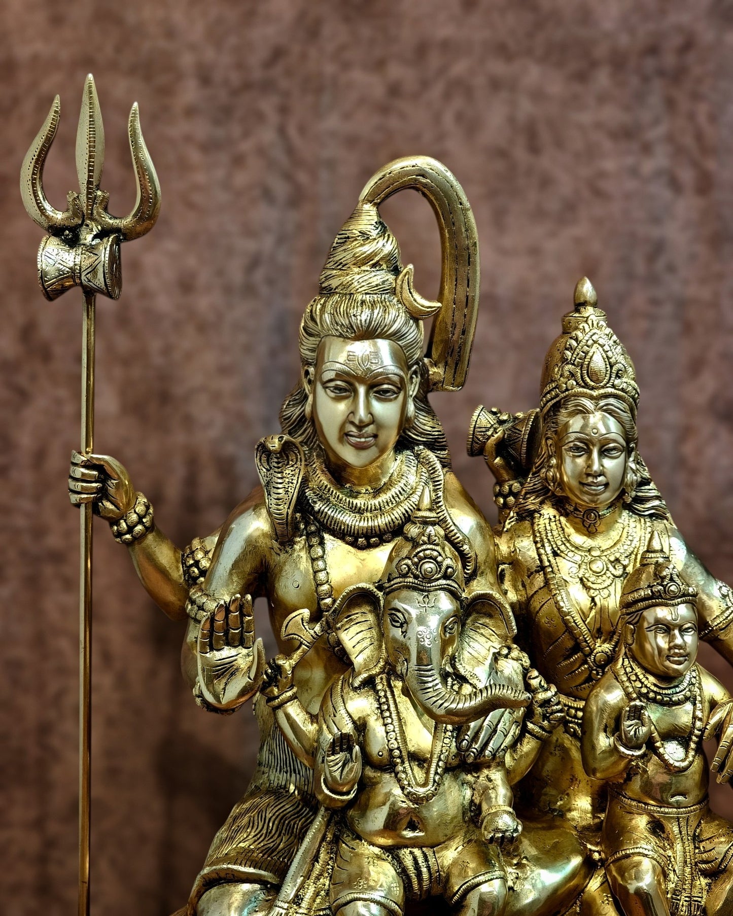 Pure Brass Shiva Parivar Statue - 28" large size - Budhshiv.com