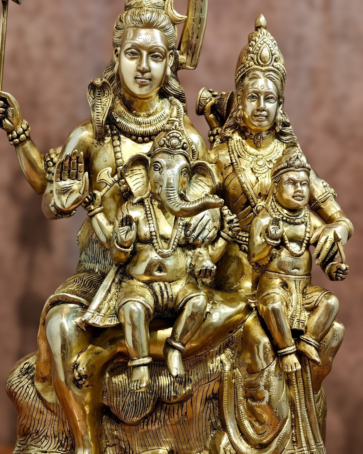 Pure Brass Shiva Parivar Statue - 28" large size - Budhshiv.com