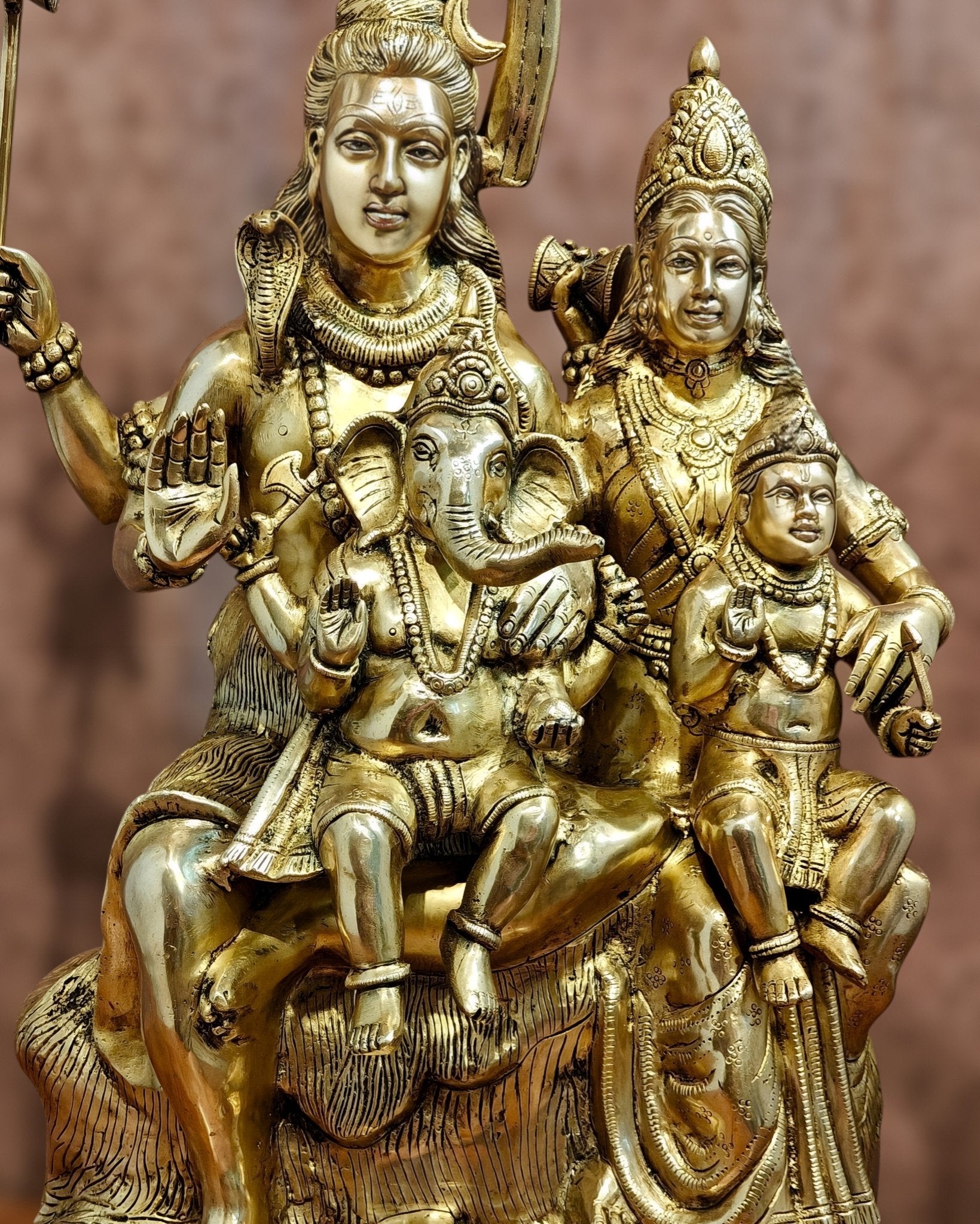 Pure Brass Shiva Parivar Statue - 28" large size - Budhshiv.com
