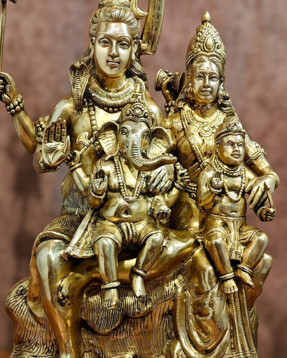 Pure Brass Shiva Parivar Statue - 28" large size - Budhshiv.com