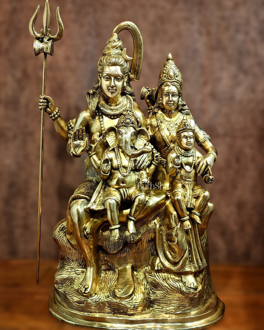 Pure Brass Shiva Parivar Statue - 28" large size - Budhshiv.com